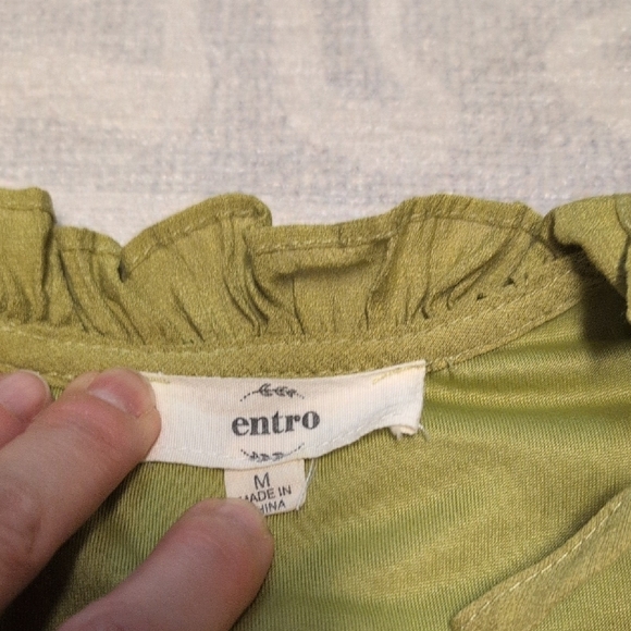Entro Olive Ruffle Blouse - Picture 2 of 4